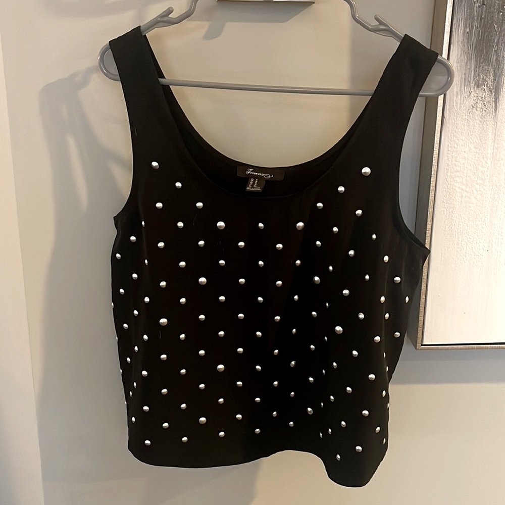 Cropped Black Sleeveless Top with silver studs